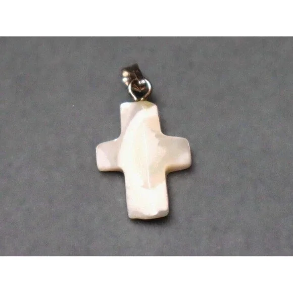 Carved Cross Pendant Mother of Pearl Charms (4) - Picture 4 of 6